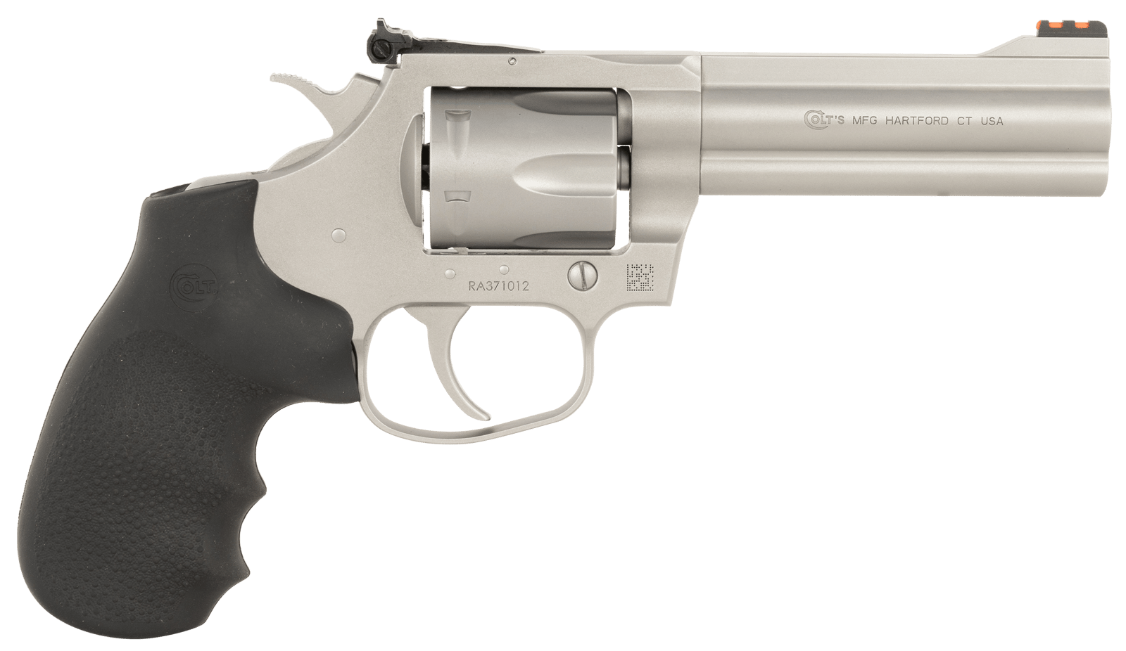 Colt Mfg KCOBRASM4RTS King Cobra Target 357 Mag 6 Shot 4.25" Matte Stainless Steel Barrel, Cylinder & Frame, Black Hogue Overmolded Grips, Exposed Hammer