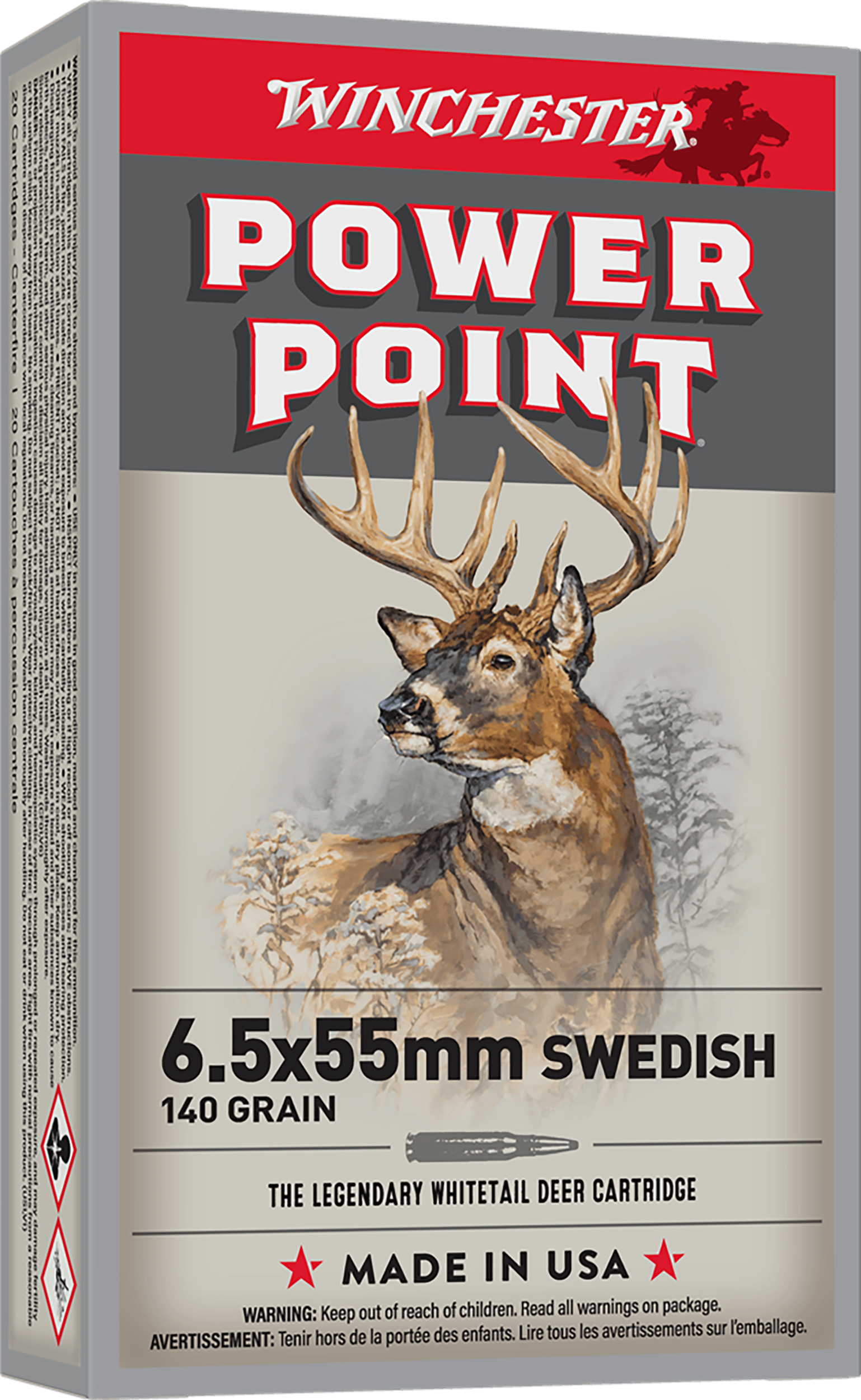 Winchester Ammo X6555 Power-Point  6.5x55Swedish 140gr 20 Per Box/10 Case