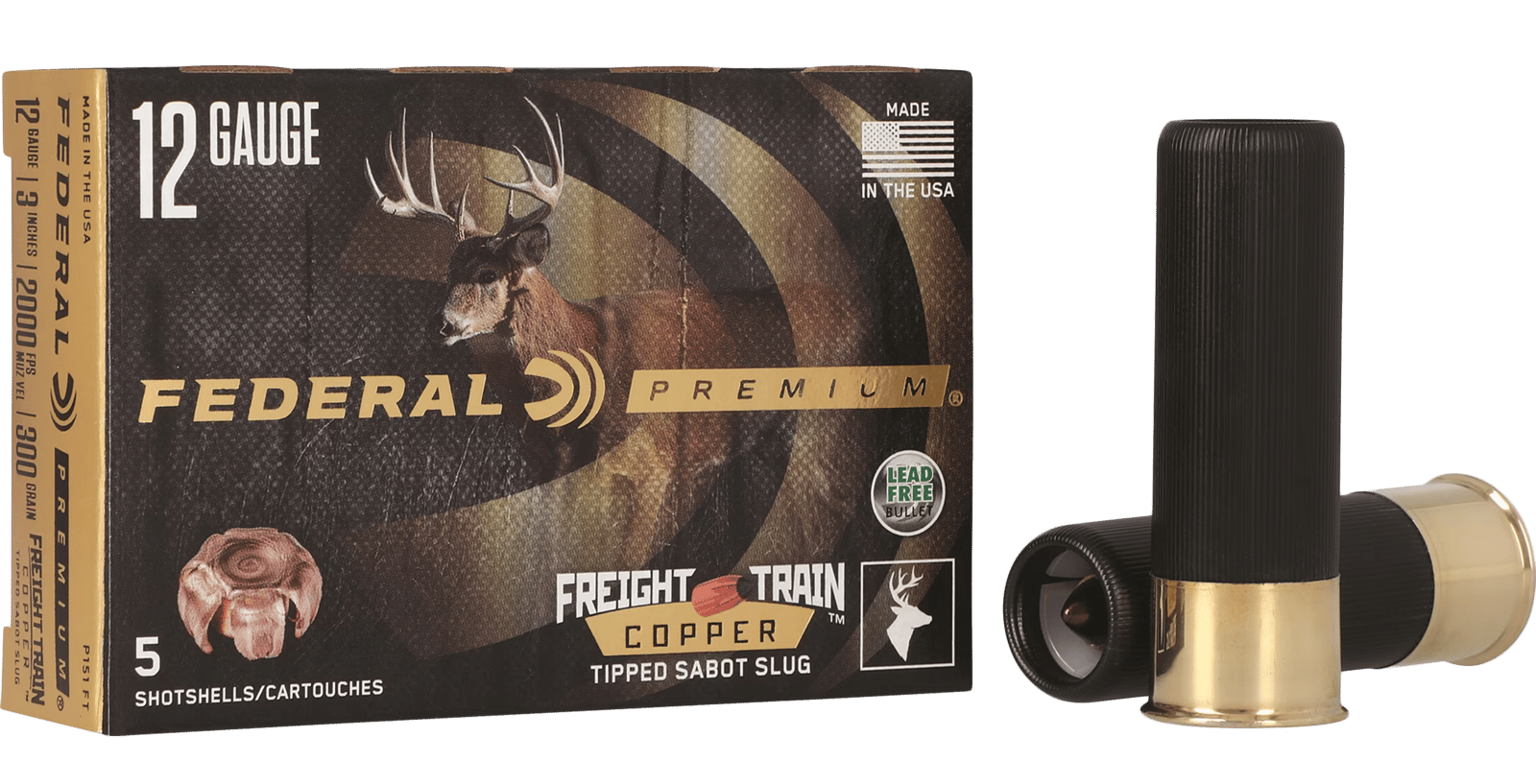 Federal P151FT Premium Freight Train 12Gauge 3" SlugShot 5 Per Box/10 Case