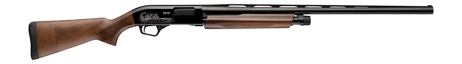 Winchester Repeating Arms 512480391 SXP High Grade 12 Gauge Pump 3" 4- 2.75" Shells 26" Black Chrome Vent Rib Barrel, Engraved Gloss Blued Aluminum Receiver, Fixed Grade II Oiled Walnut Stock, Invecto