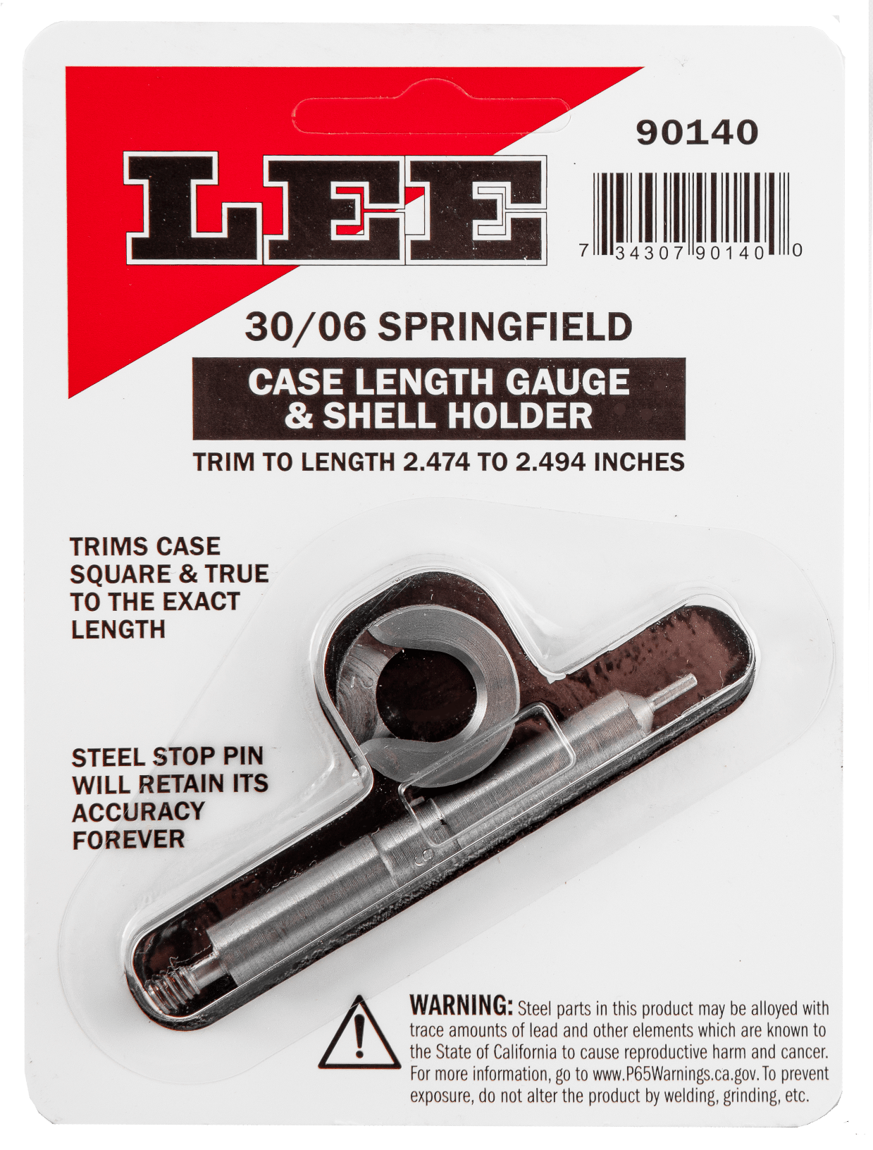 Lee Precision 90140 Case Length Gauge  30-06 Springfield Steel Works With Zip Trim Includes Shell Holder