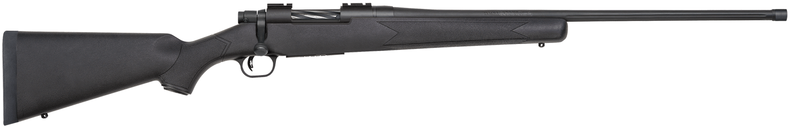 Mossberg 28243 Patriot  Full Size 6.5 PRC 4+1 24" Matte Blued Fluted Threaded Barrel, Drilled & Tapped Matte Blued Stainless Steel Receiver, Black Fixed Synthetic Stock