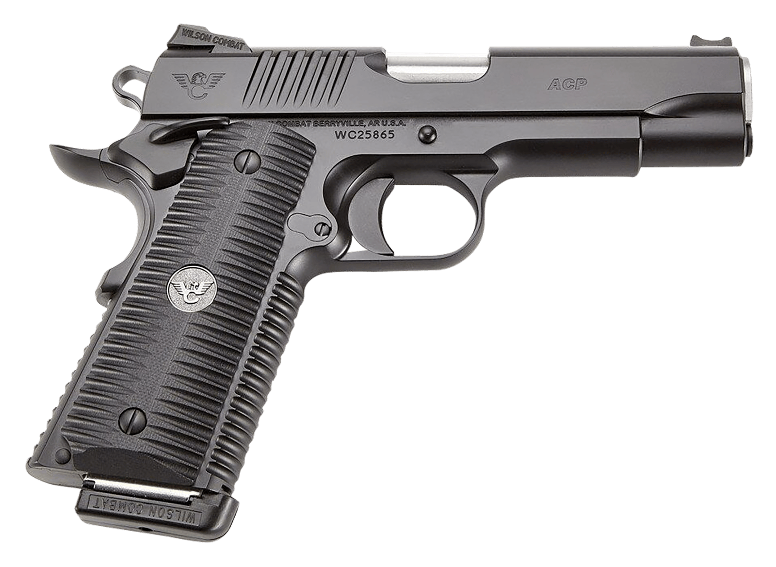Wilson Combat ACPFS45A ACP Full-Size SAO 45 ACP 5" 8+1 Black Armor-Tuff Carbon Steel Frame/Slide Black G10 Eagle Claw Grips Ambi Thumb Safety