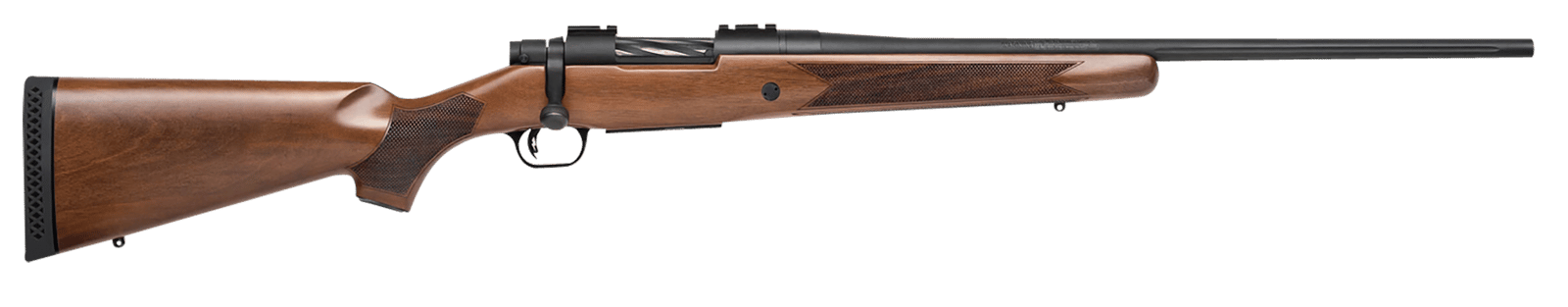 Mossberg 28137 Patriot Walnut Full Size 350 Legend 4+1 22" Matte Blued Fluted Barrel, Matte Blued Stainless Steel Receiver Drilled & Tapped, Walnut Fixed Stock, Right Hand