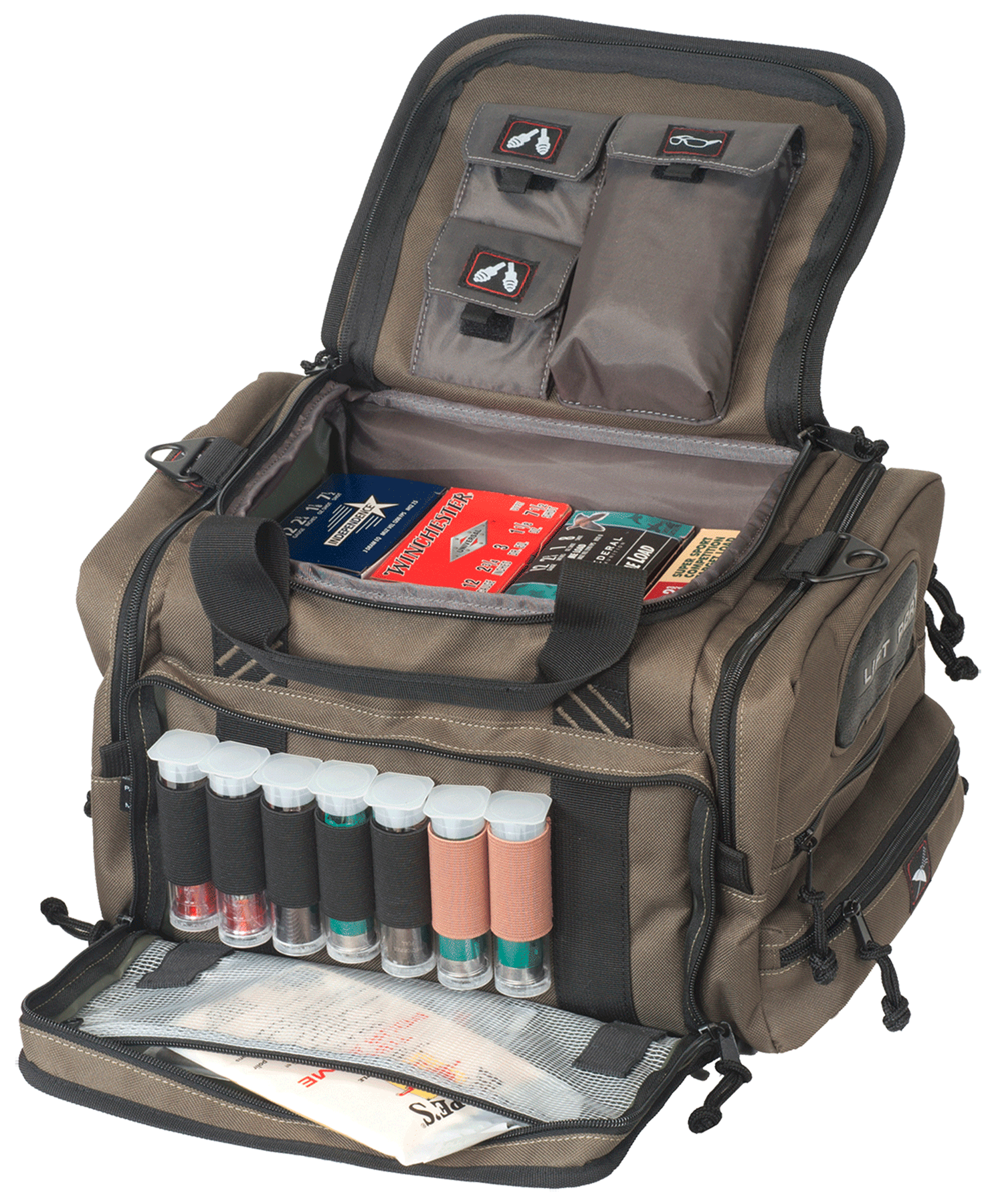 GPS Bags 1411SC Sporting Clays  OD Green Nylon with Lockable Zippers, Storage Pockets, Pull-Out Rain Cover & Visual ID Storage System Holds 8-10 Shot Shell Boxes
