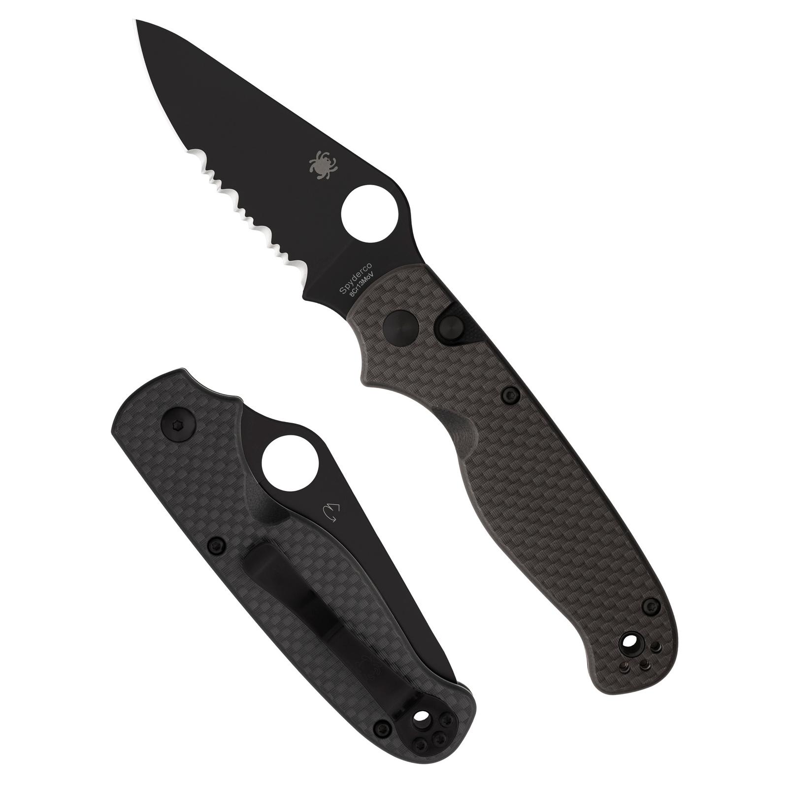 SPYDERCO BUTTONUP CF PS 3.27" BLK