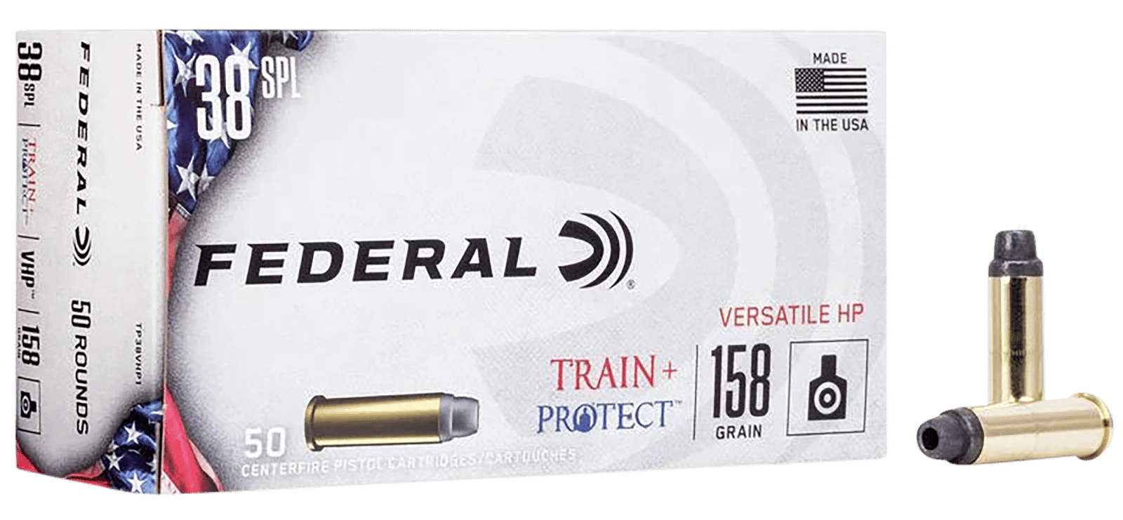 Federal TP38VHP1 Train + Protect  38Special 158gr Versatile Hollow Point 50 Per Box/10 Case