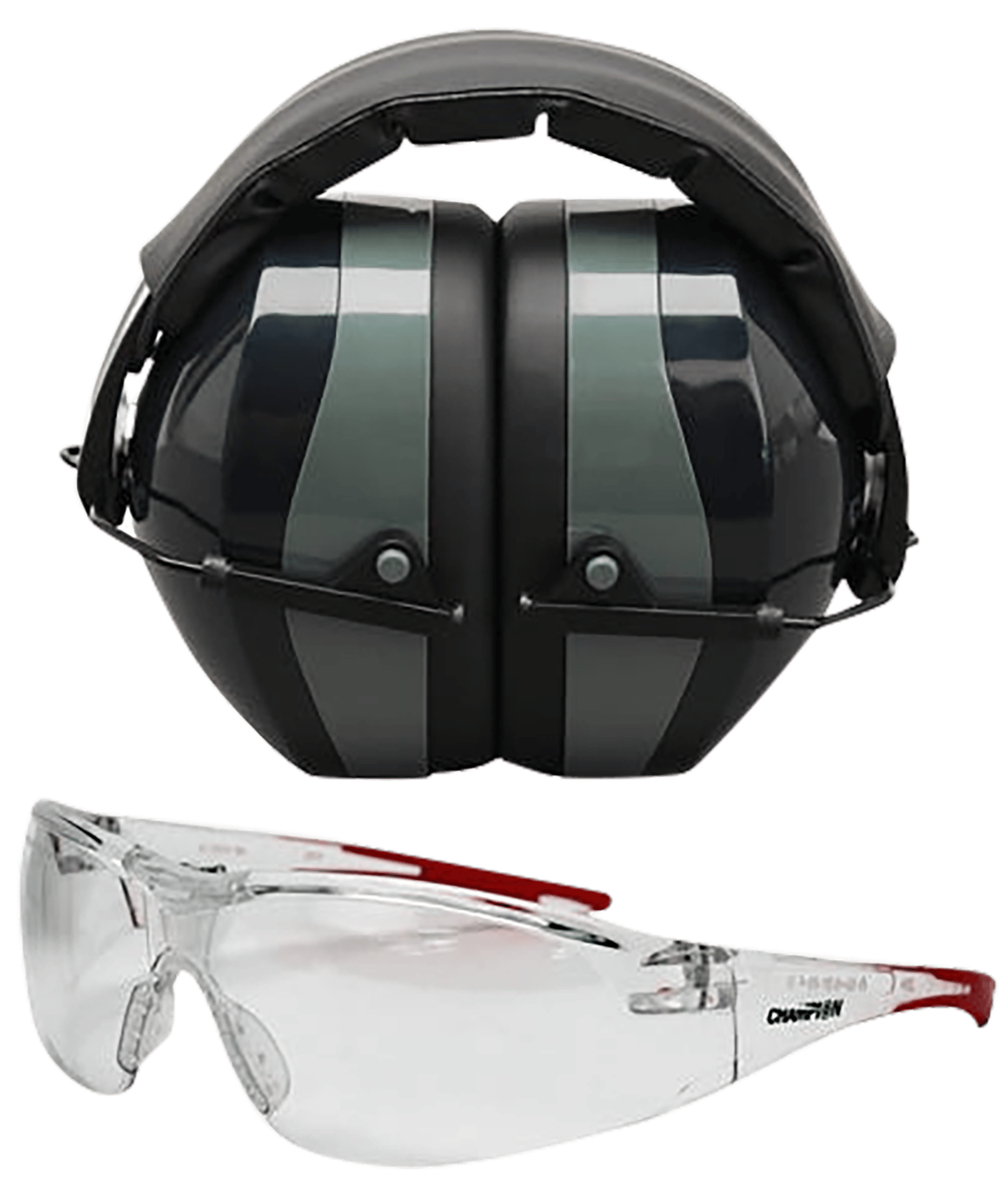 Champion Targets 40622 Eyes & Ears Combo 26 dB Over the Head Passive Muff & Shooting Glasses Black/Gray