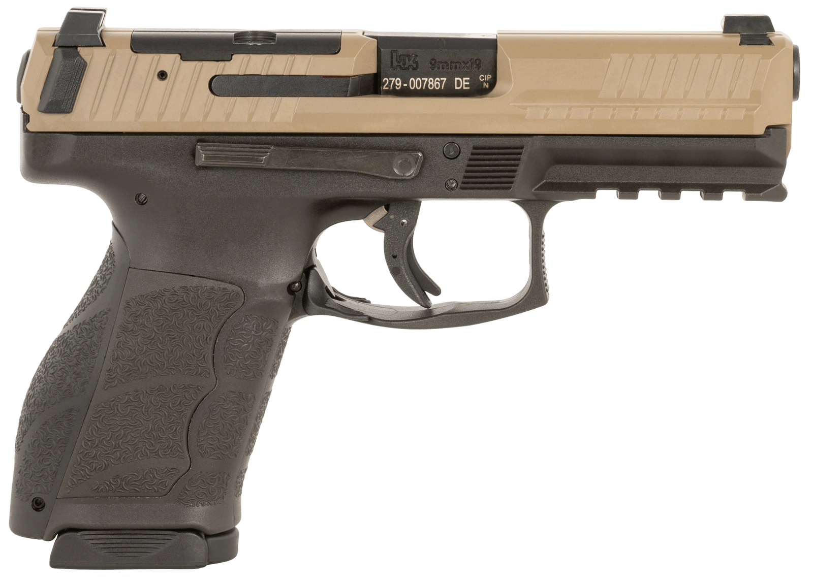 HK 81001195 VP9A1  Full Size Frame 9mm Luger 20+1 17+1 Black Flat Dark Earth Steel Optic Ready/Serrated Slide Brown Polymer Frame w/Picatinny Rail Interchangeable Backstrap Grip Ambidextrous