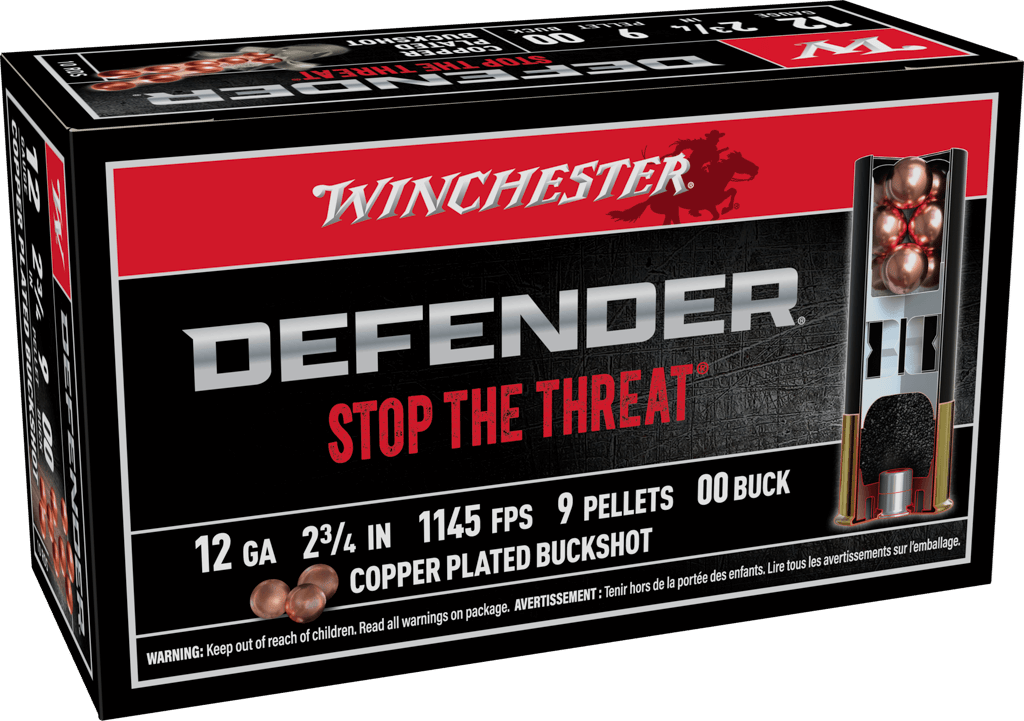 Winchester Ammo SB1200PD Defender  12Gauge 2.75" 9Pellets Copper Plated 00Buck Shot 10 Per Box/10 Case