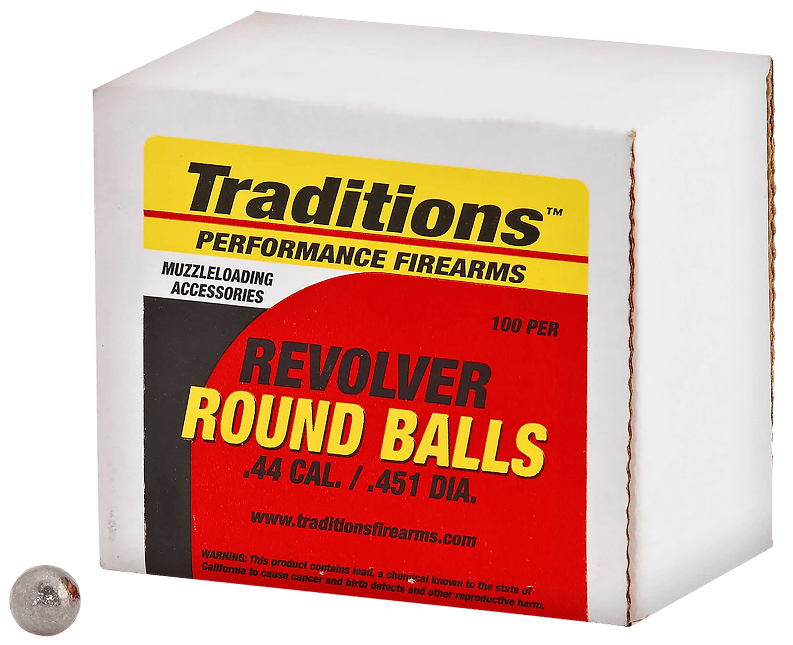Traditions A1647 Revolver  44Cal Lead Ball 140gr 100/Box