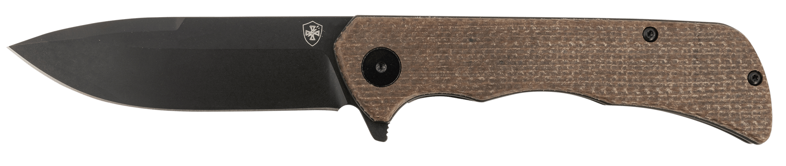 Templar Knife PFMBN321 Paladin  3.27" Folding Drop Point Plain Black Powder Coated D2 Steel Blade, 4.40" Brown Micarta Handle