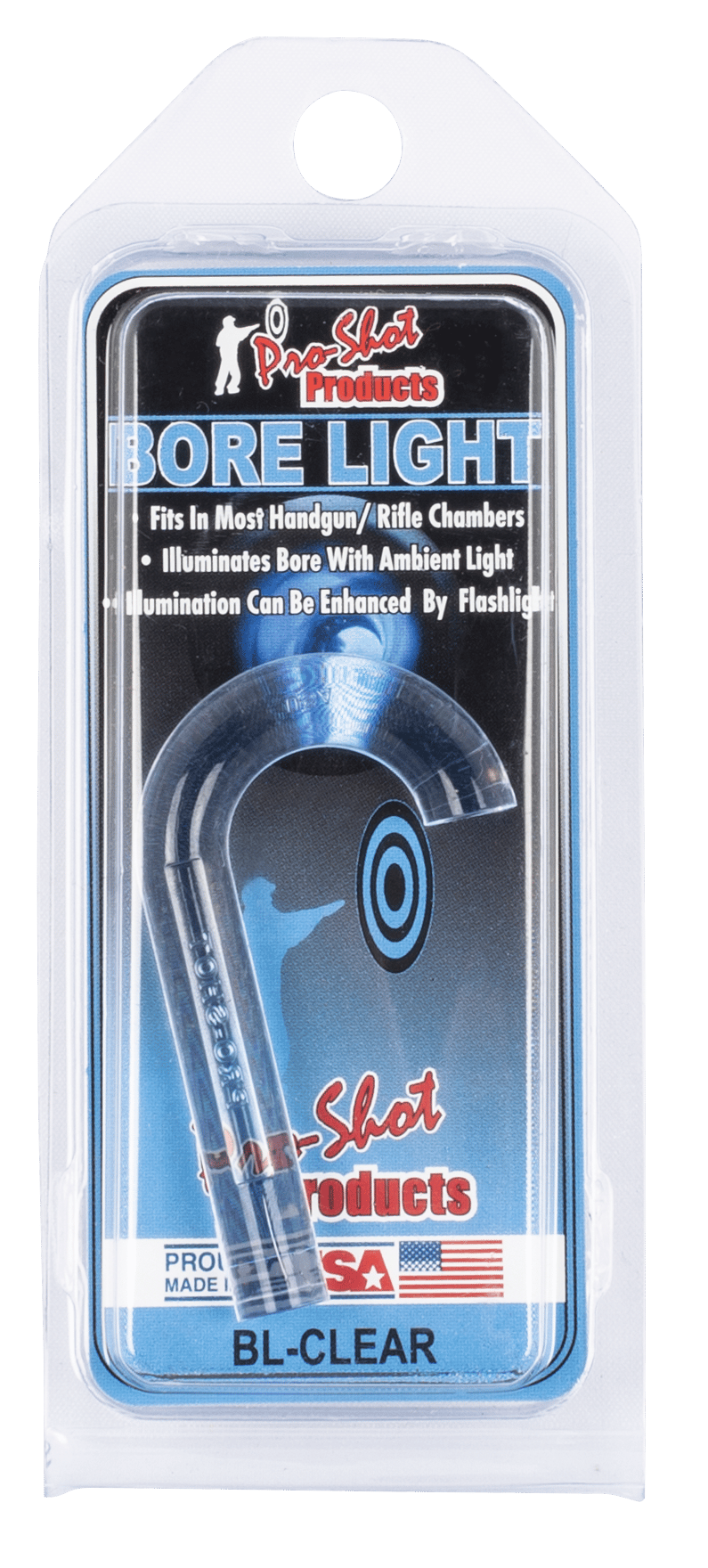 Pro-Shot BLCLEAR UV Bore Light  .22 Cal & Up Handgun/Rifle Fiber Optic Illuminator Lightening Blue