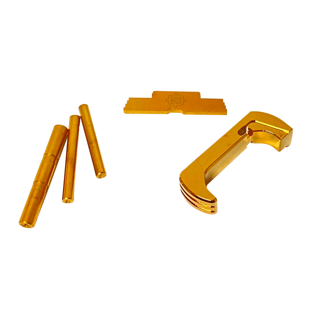 Cross Armory CRG5OKGD 3 Piece Kit  Extended Compatible w/ Glock 17/19/26/34 Gen5 Gold Anodized Steel/Aluminum