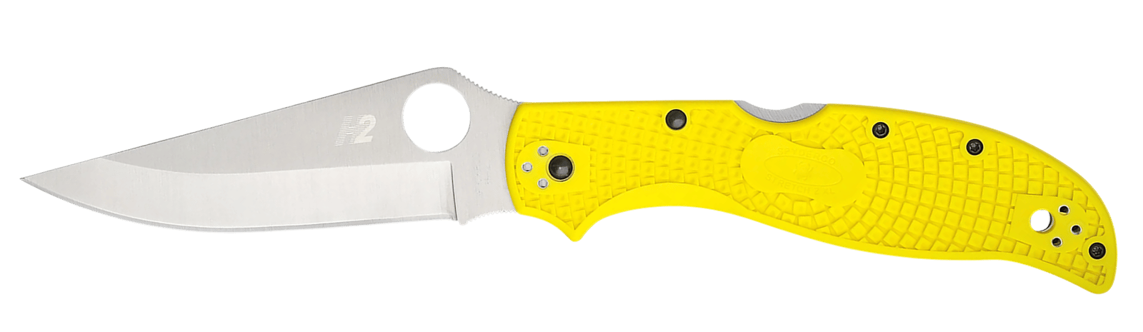 Spyderco C258PYL Stretch 2 XL Lightweight 3.95" Folding Plain Stonewashed H2 Steel Blade, Yellow Bi-Directional Texturing FRN Handle