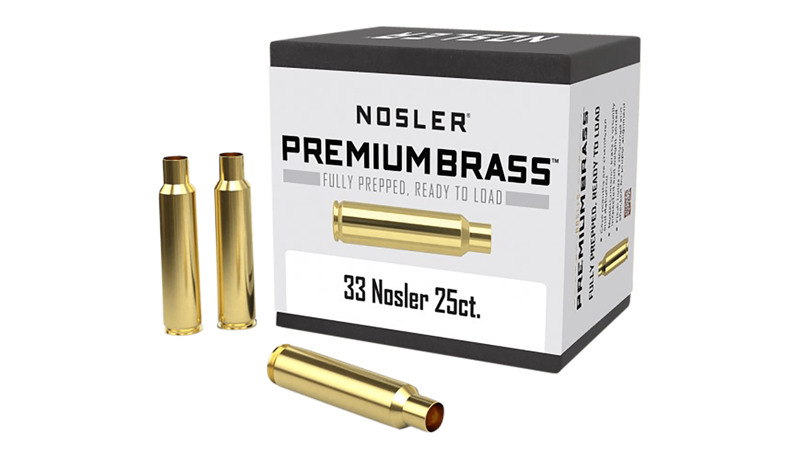 Nosler 10222 Premium Brass Unprimed Cases 33Nosler Rifle Brass 25/Box