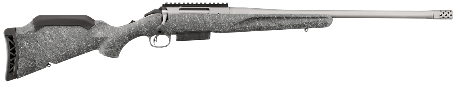 Ruger 46905 American II  Full Size 450 Bushmaster 3+1 20" Gun Metal Gray Cerakote Threaded Barrel & Alloy Steel Receiver w/Picatinny Rail, Gray Splatter Adj LOP Synthetic Stock