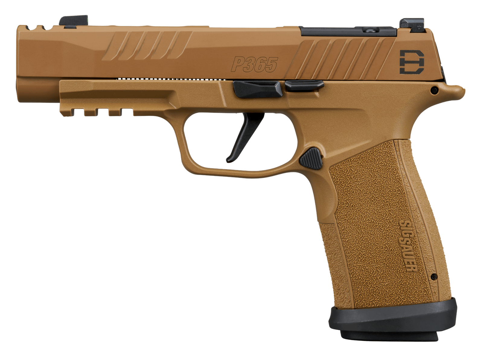 Sig Sauer 365XF9DH3 P365 DH3 Compact 9mm Luger 21+1 3.70" Black DLC Barrel, Coyote Cerakote Stainless Steel Lightening Cut/Optic Ready/Serrated Slide & Frame w/Picatinny Rail, Interchangeable Backstra