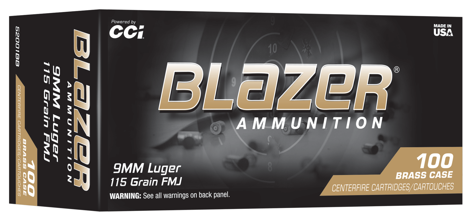 CCI 52001BB  BLAZER BRASS  9MM  115GR  100/10