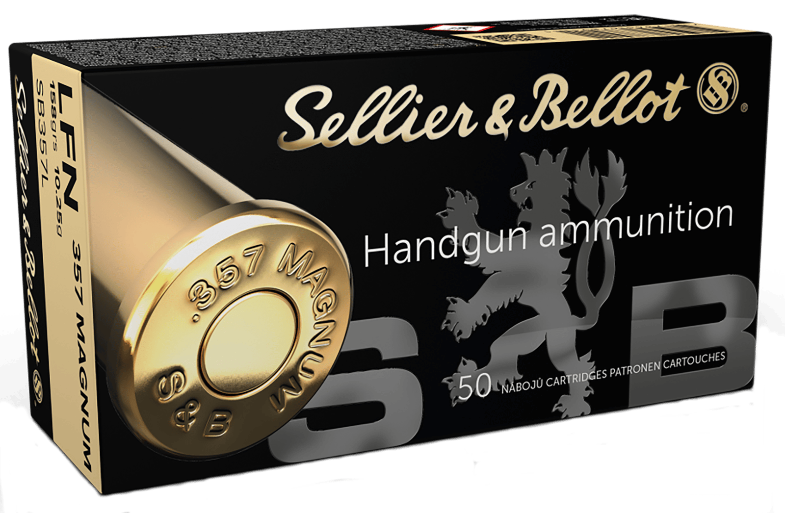 Sellier & Bellot SB357L Handgun  357Mag 158gr Lead Flat Nose 50 Per Box/20 Case