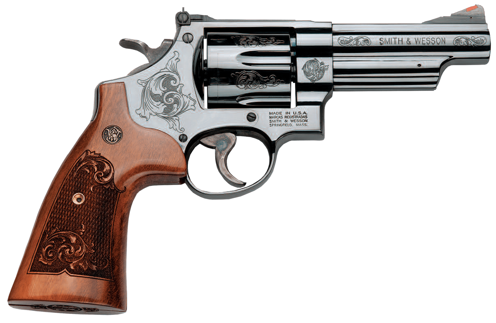 Smith & Wesson 150783 Model 29  44 Rem Mag or 44 S&W Spl Machine Engraved Blued Carbon Steel 4" Barrel, 6rd Cylinder & N-Frame, Wood Engraved Grip
