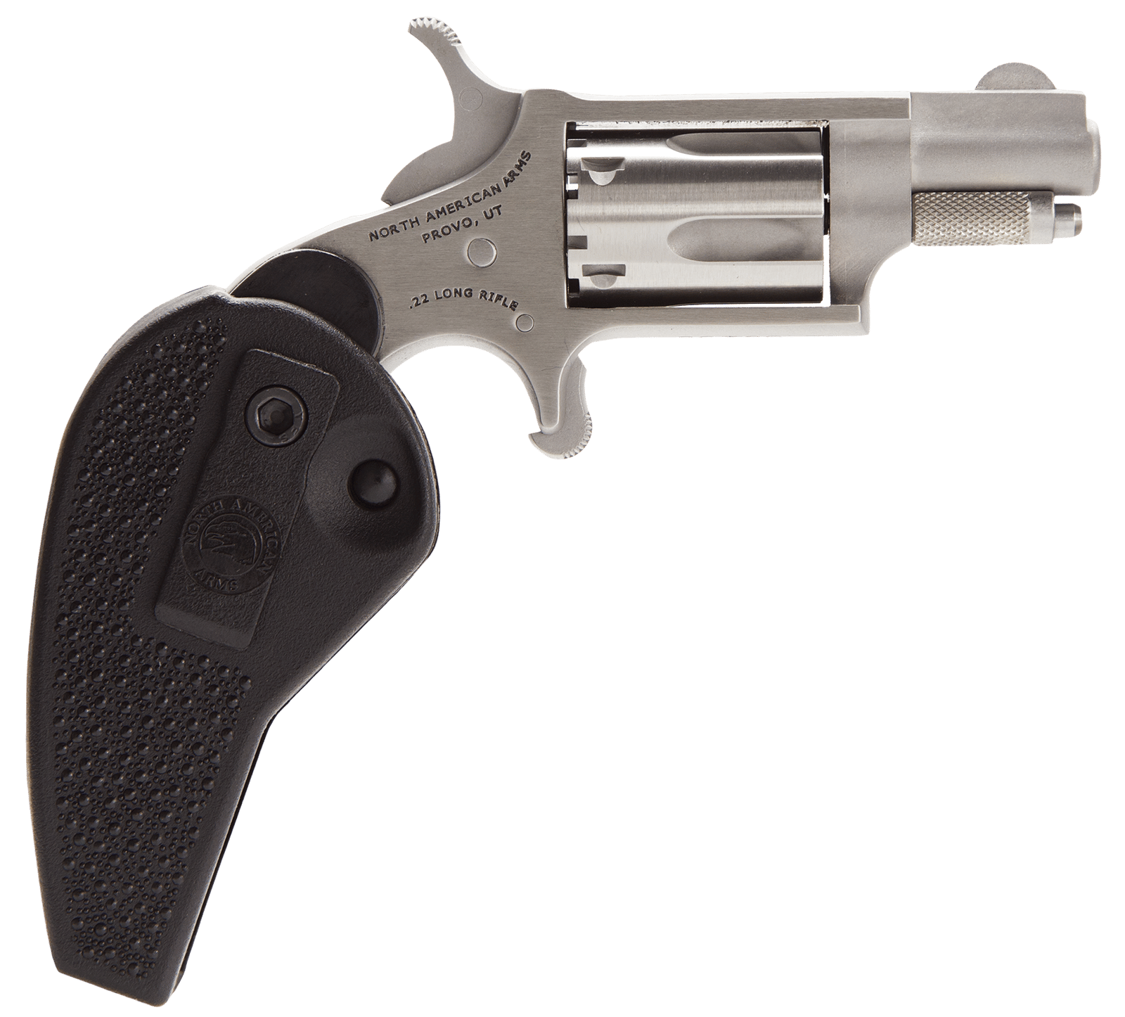 North American Arms 22LRHG Mini-Revolver  22 LR 5 Shot 1.13" Stainless Barrel, Frame & Cylinder, Black Synthetic Holster Grip, Exposed Hammer