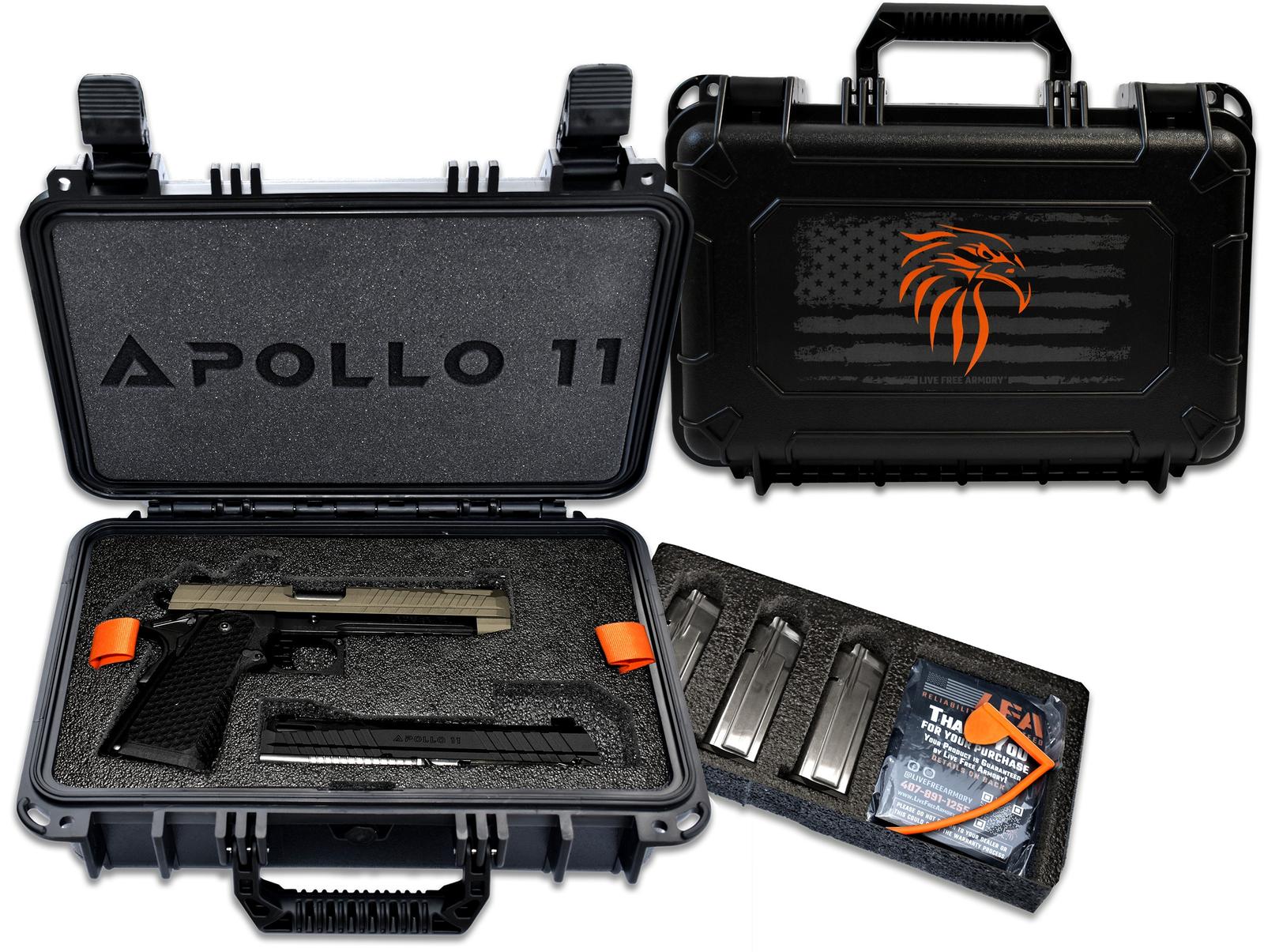 Live Free Armory LFAPF712086 Apollo 11  9mm 17+1 4.15" 416 Stainless Steel Slide Elite Flat Dark Earth Cerakote Black Polymer Grip