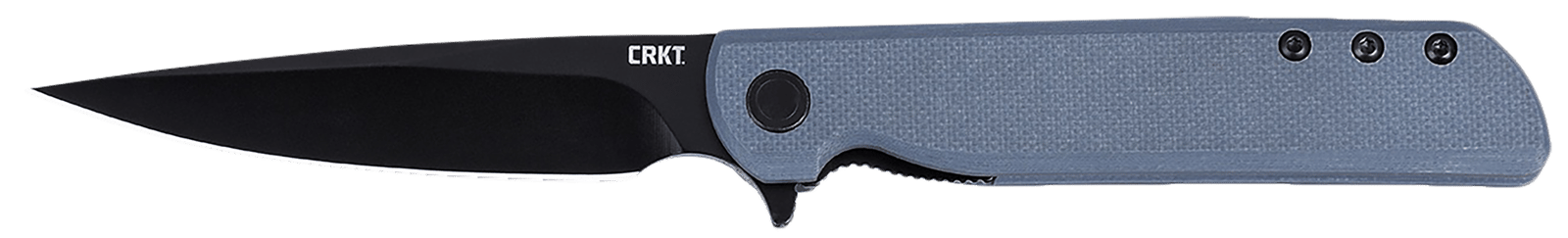 CRKT 3801KN LCK +  3.38" Folding Plain Black Oxide 14C28N Steel Blade, Gray Textured G10 Handle