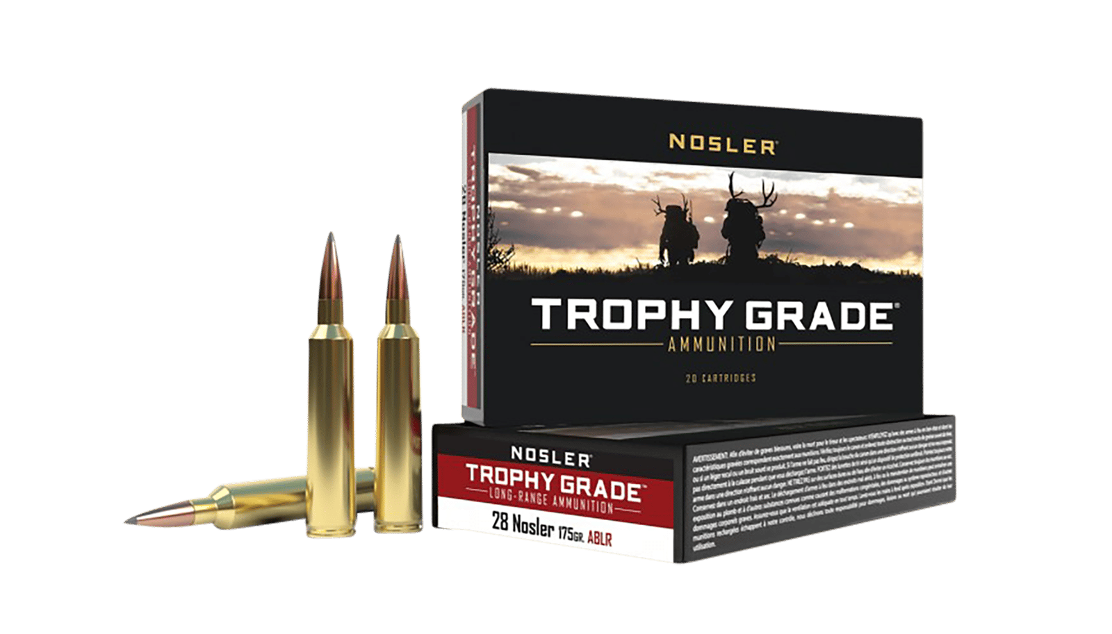 Nosler 60155 Trophy Grade Long-Range 28Nosler 175gr Nosler Spitzer AccuBond Long Range 20 Per Box/10 Case