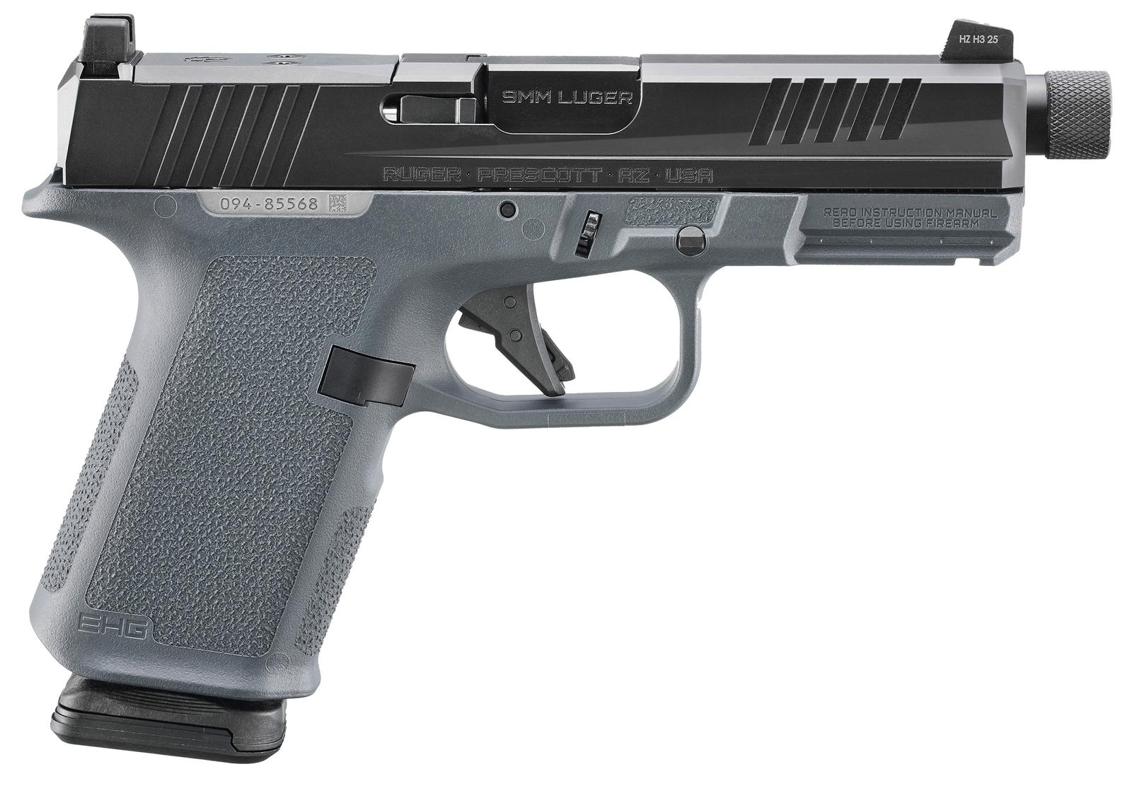 Ruger 19412 RXM  9mm Luger 15+1 4.50" Black FNC Nitride Threaded Barrel & Alloy Steel Optic Ready/Serrated Slide, Stealth Gray Polymer Frame w/Accessory Rail, RMR/RMSc/DeltaPoint Pro Footprint