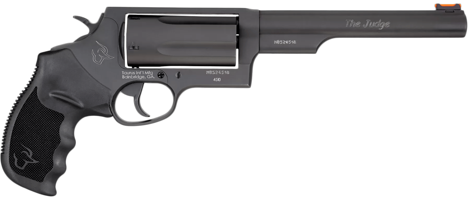 Taurus 2441061MAG Judge Magnum Compact Frame 45 Colt (LC)/410 Mag 5rd 6.50" Matte Black Oxide Steel Barrel, Cylinder & Frame, Black Finger Groove Grip, Exposed Hammer