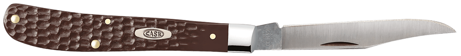 Case 00135 Trapper Slimline 3.25" Folding Clip Point Plain Mirror Polished Tru-Sharp SS Blade, Brown Jigged Synthetic Handle