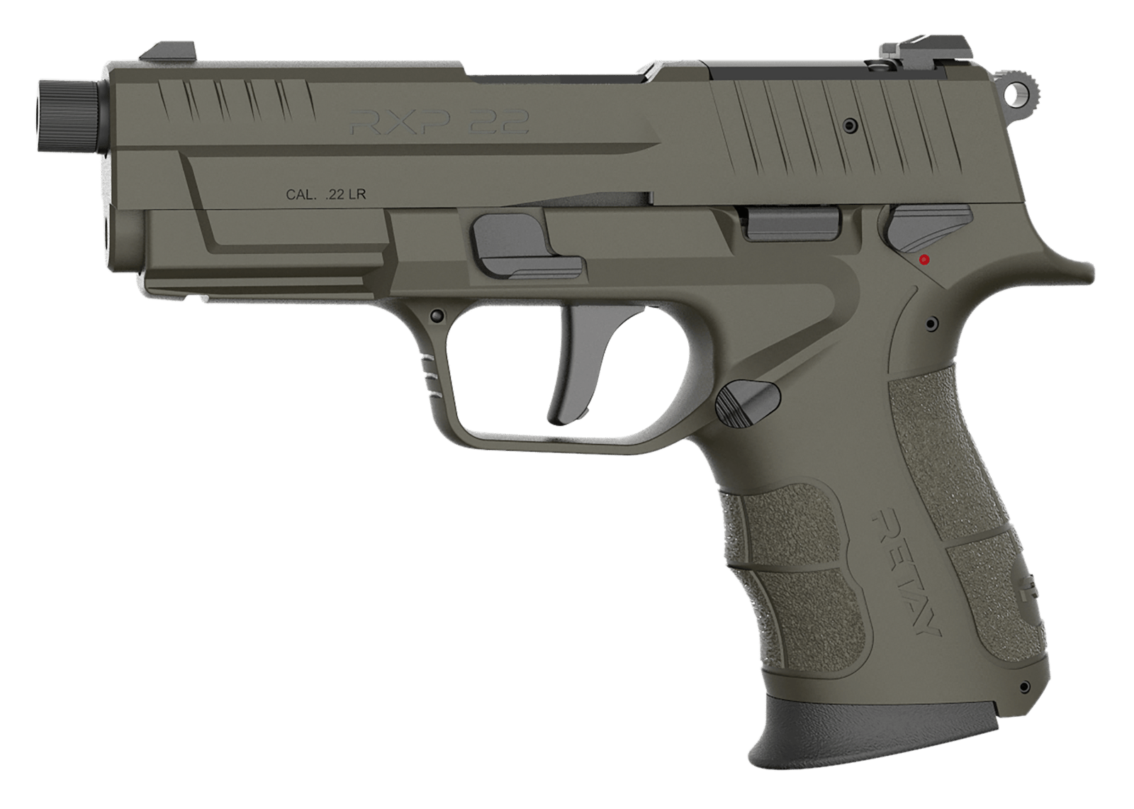 Retay USA RXP22OD10TH RXP 22 LR 10+1 4" Black Threaded Barrel, OD Green Cerakote RMR/RMSc Optic Ready/Serrated Slide, OD Green Cerakote Polymer Frame w/Accessory Rail, Textured Grip