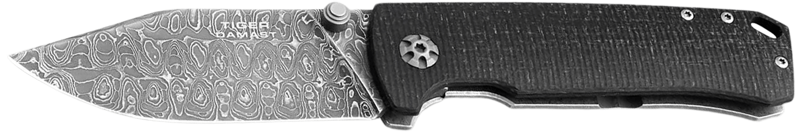 Boker 111103DAM Tiger-Damast Pocket 3.35" Damascus Blade Micarta Handle