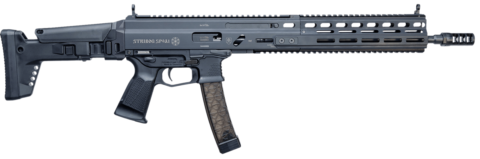 Grand Power 810091157947 Stribog SP9A1 9mm Luger 30+1 Black Picatinny Rail, Black Polymer Grip