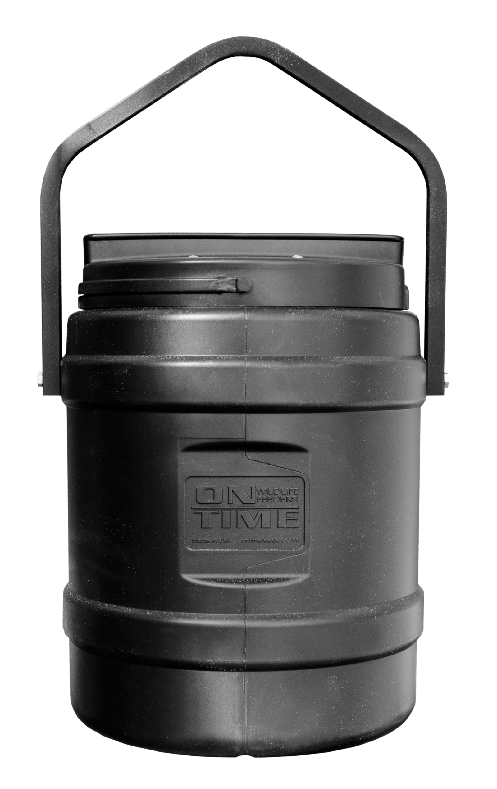 On Time 73000 Rice Bran Feeder 10 Gallon Capacity, Hanging Bracket, 1-6 Feeding Times with 1-30 Duration