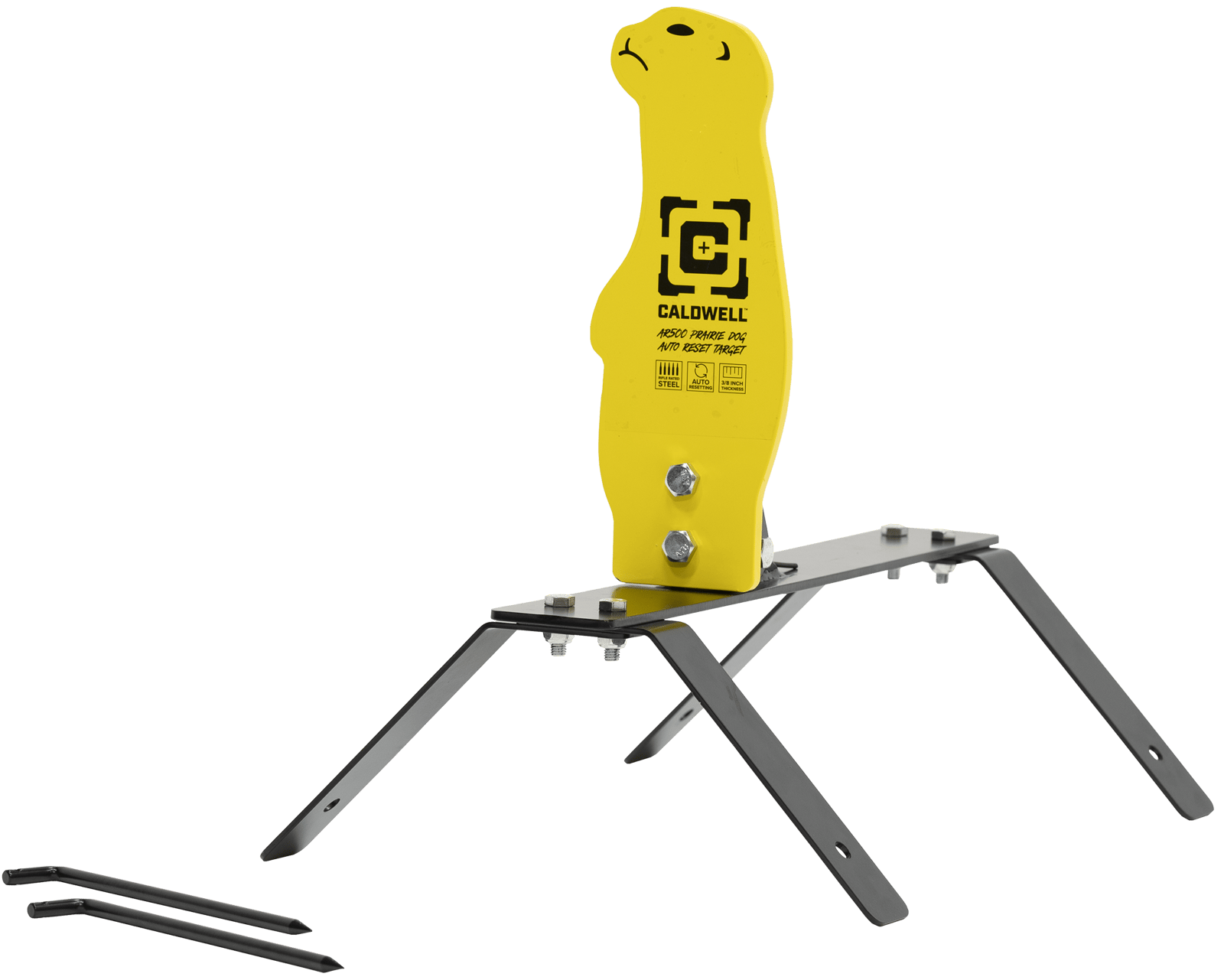 Caldwell 1178561 Auto Reset Rifle Yellow AR500 Steel Prairie Dog Includes Ground Stakes