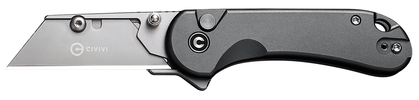 Civivi Knives C23039B-4 Elementum Utility All Purpose Utility Plain 6Cr13 Stainless Steel Blade, Gray Aluminum Handle, 3 Blades & Pouch