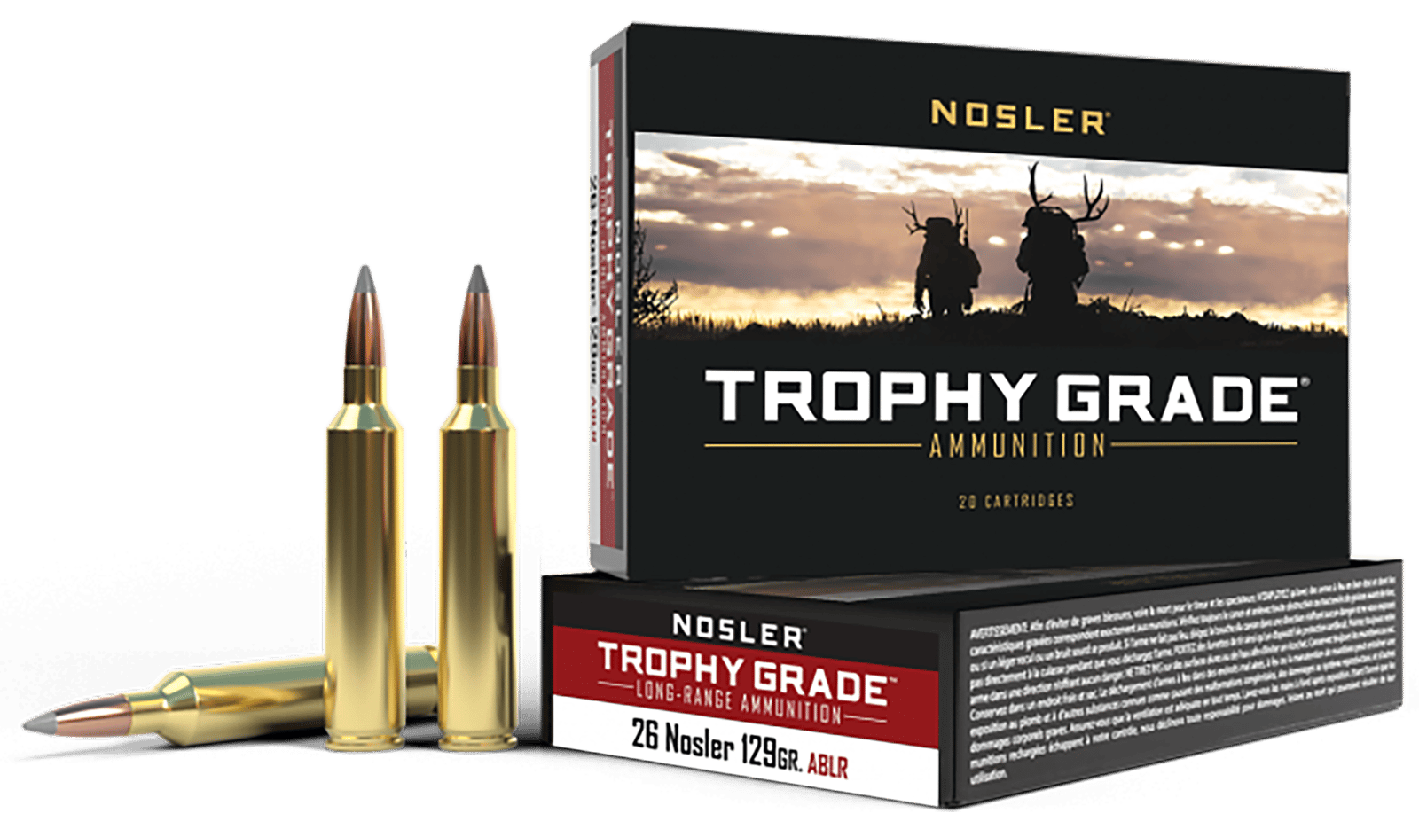 Nosler 60110 Trophy Grade Long-Range 26Nosler 129gr Nosler Spitzer AccuBond Long Range 20 Per Box/10 Case