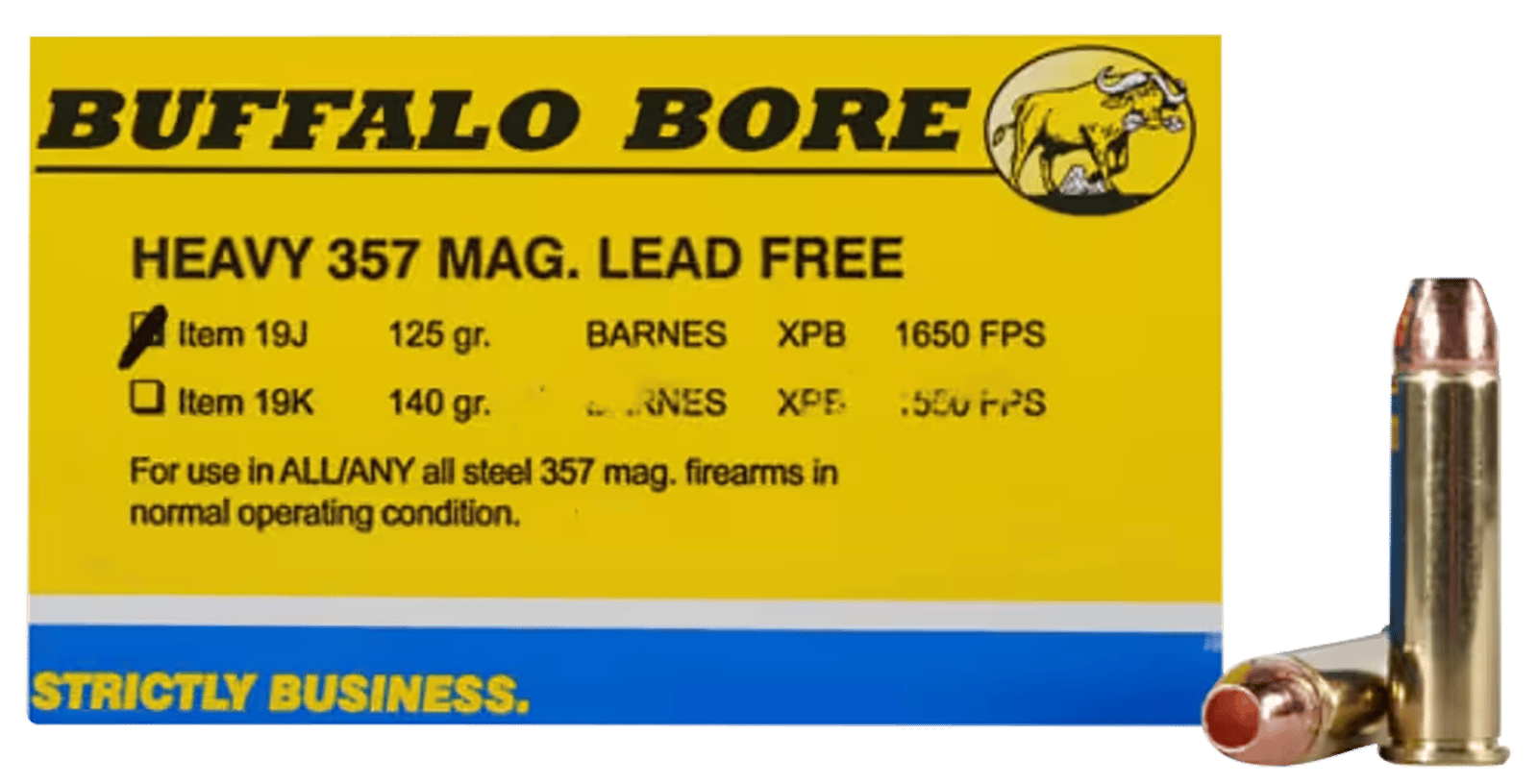 Buffalo Bore Ammunition 19J20 Buffalo-Barnes Strictly Business 357Mag 125gr Barnes VOR-TX XPB Lead Free 20 Per Box/12 Case