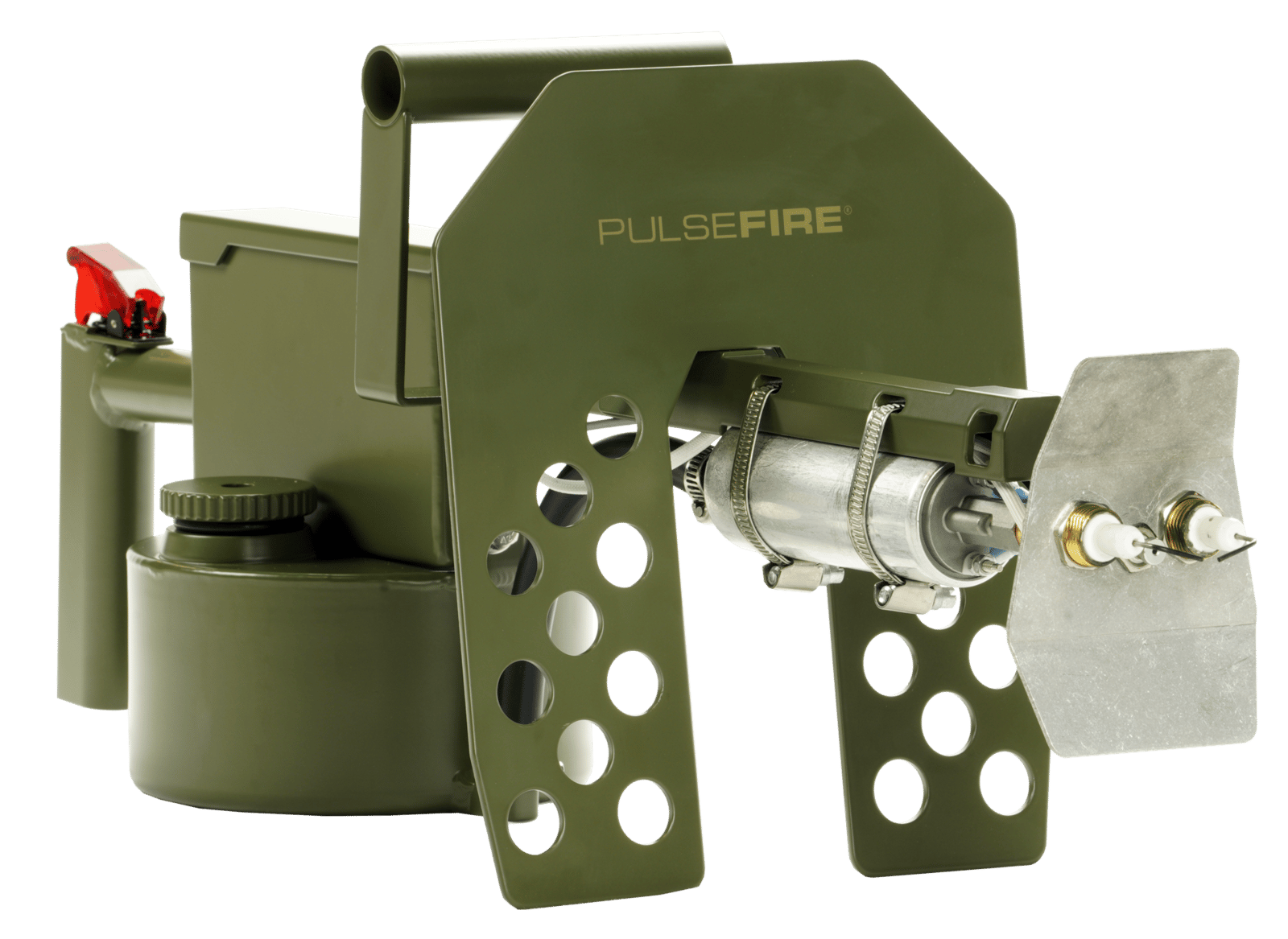 Exothermic Technologies PFLRT Pulsefire LRT Green Powder Coated Aluminum/Brass/Viton 25 ft Flame Range 25.70" Long Fuel Gasoline/Gasoline, Diesel Mix Includes Battery/Battery Charger