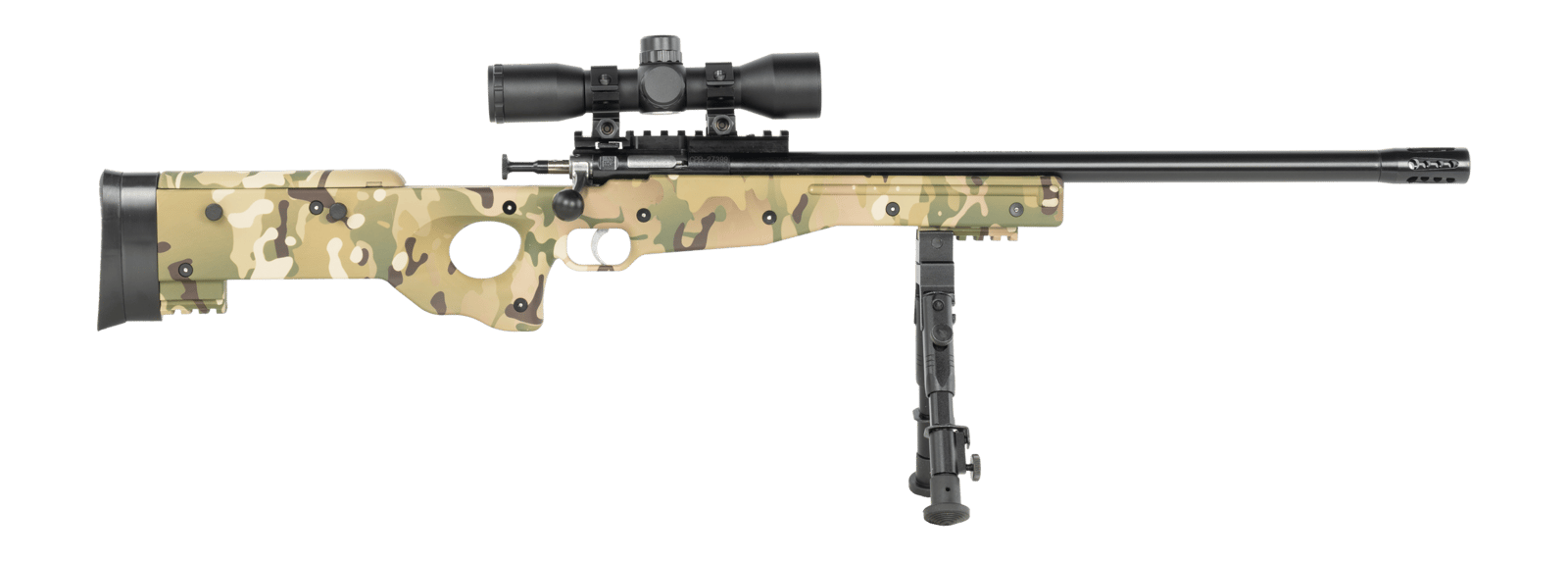 Crickett KSA2147 Precision Gen2 22 LR 1rd Blued Threaded Bull Barrel, Drilled & Tapped Receiver, MultiCam Skeletonized Synthetic Stock