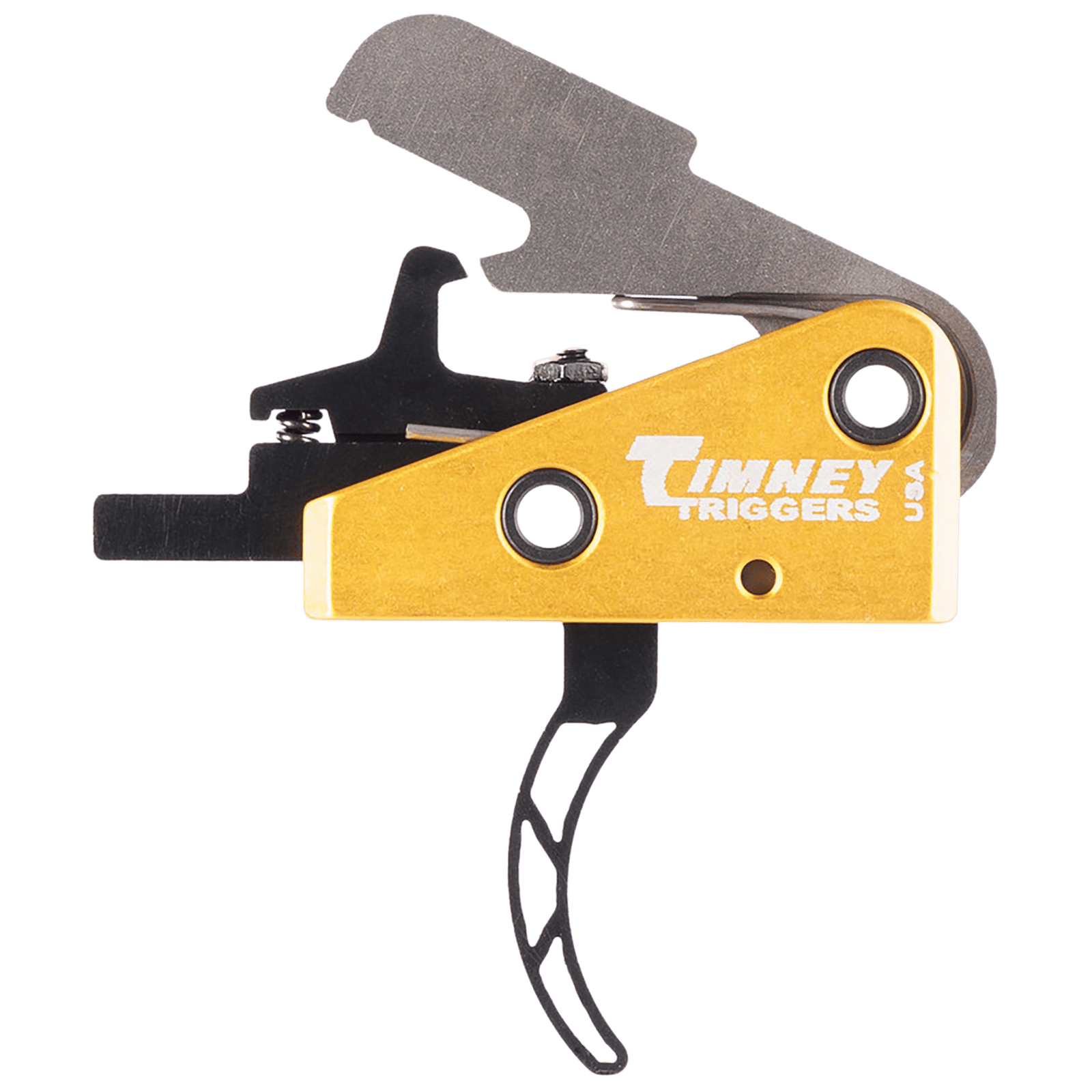 Timney Triggers 661S Competition Trigger Single-Stage Skeletonized Curved Trigger with 3 lbs Draw Weight & Black/Gold Finish for AR-15