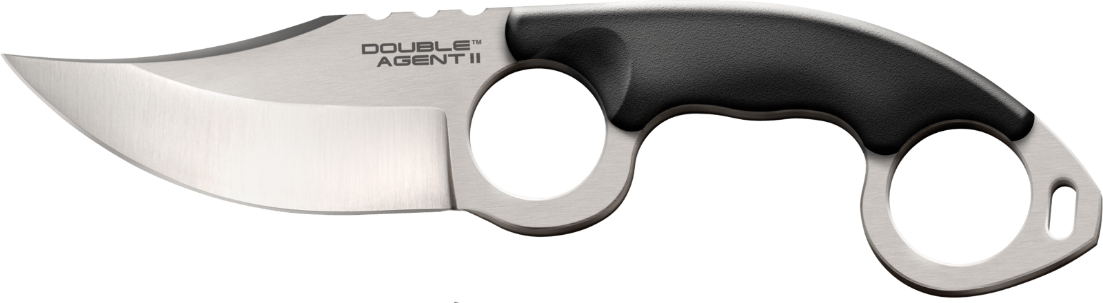 Cold Steel CS39FN Double Agent ll 3" Fixed Plain Satin AUS-8A SS Blade Black w/Double Ring Griv-Ex Handle Includes Bead Chain Lanyard/Sheath