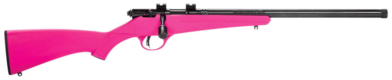 Savage Arms 13835 Rascal FLV-SR Youth 22 LR 1rd 16.12" Matte Blued Heavy Barrel, Matte Blued Carbon Steel Receiver, Pink Synthetic Stock, Right Hand
