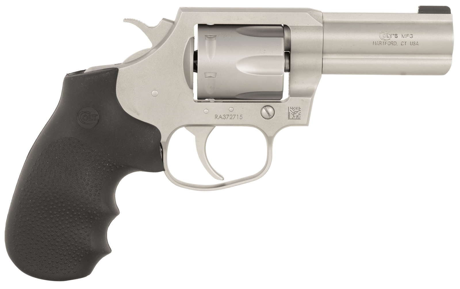 Colt Mfg KCOBRASM3BB King Cobra Small 357 Mag 6 Shot 3" Matte Stainless Steel Barrel, Cylinder Frame, Black Hogue Overmolded Grips, Exposed Hammer