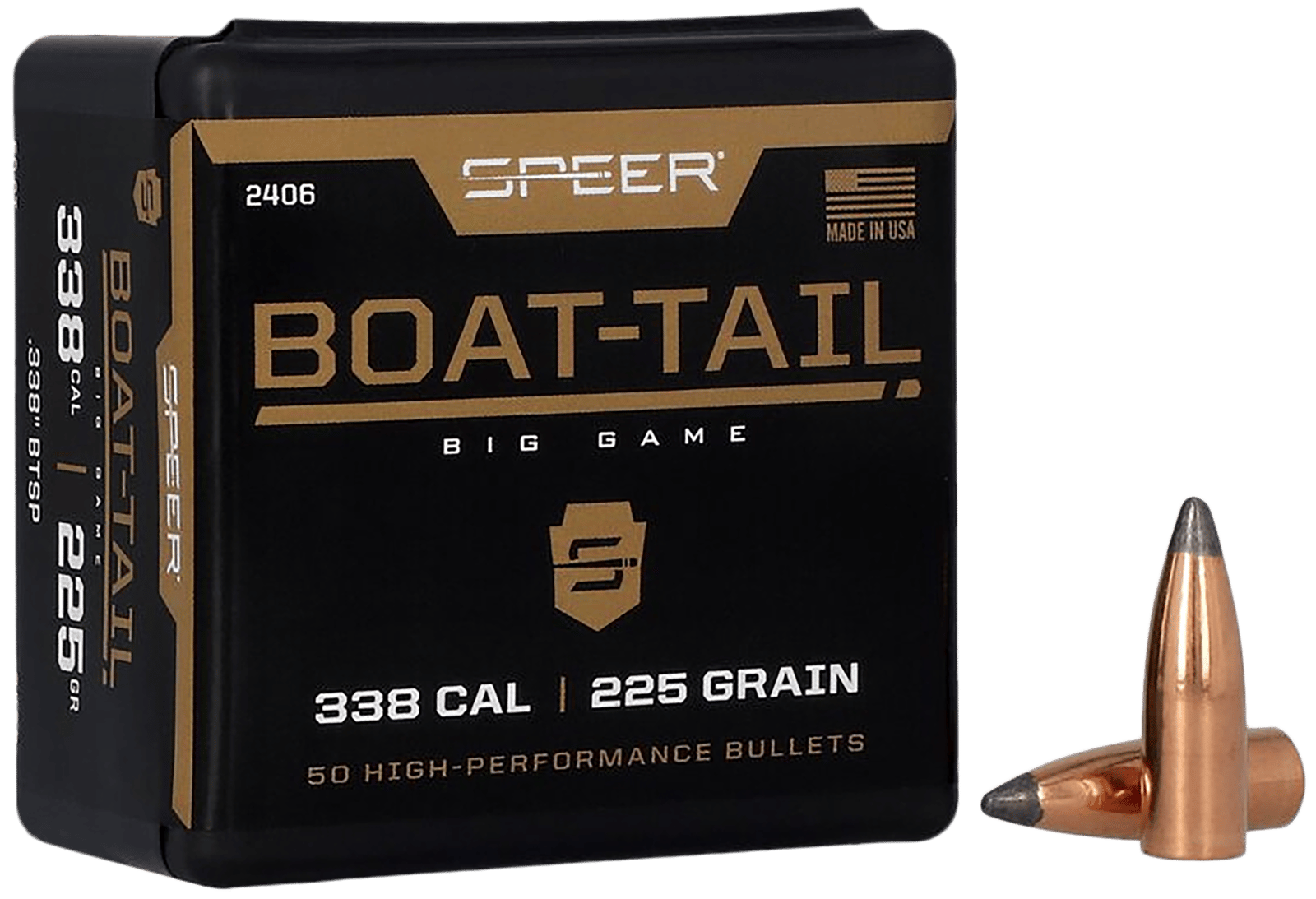 Speer 2406 Boat-Tail .338 225 gr Spitzer Boat Tail Soft Point 50
