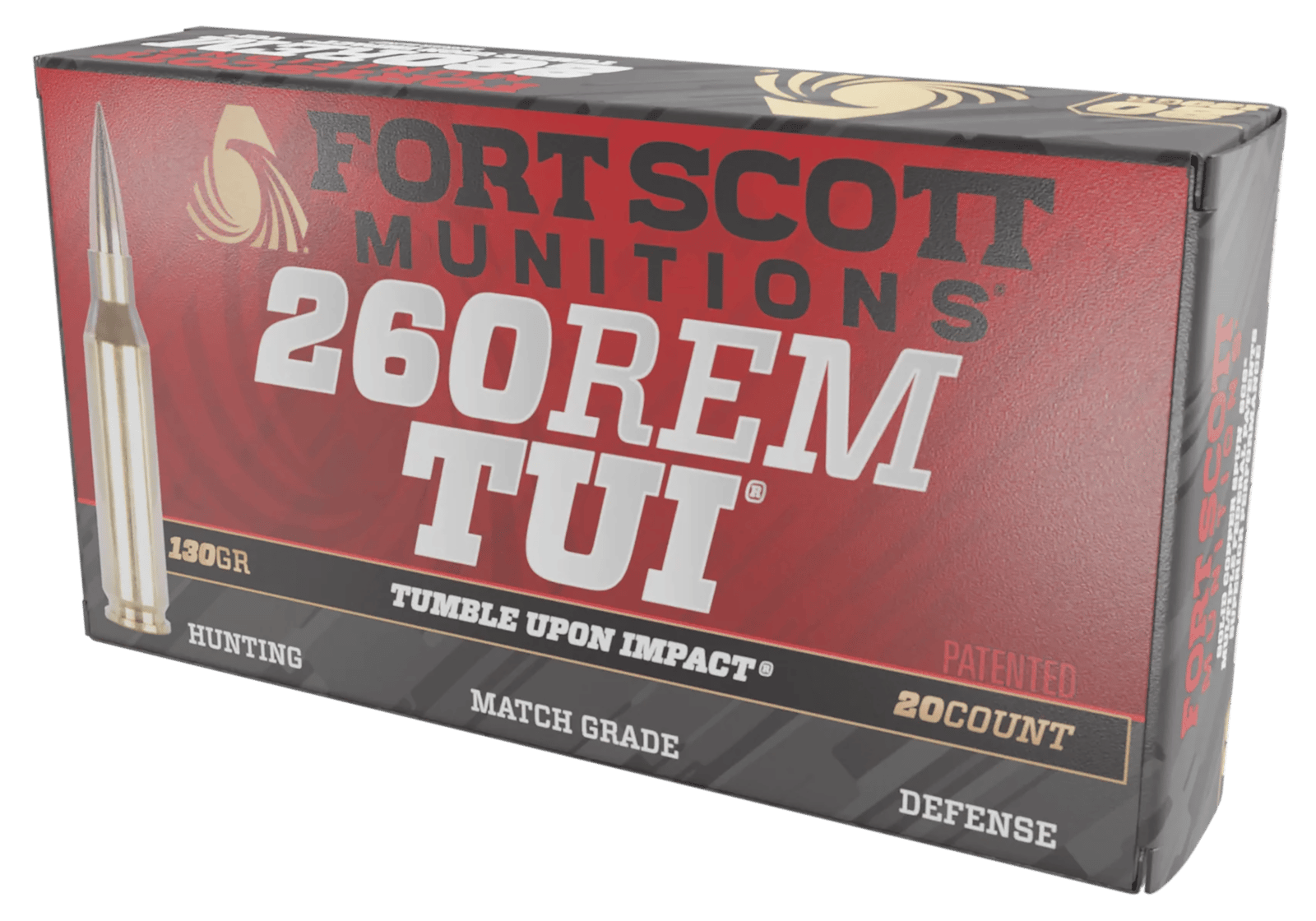 Fort Scott Munitions 260130SCV2 Tumble Upon Impact (TUI) 260Rem 130gr Solid Copper Spun 20 Per Box/25 Case