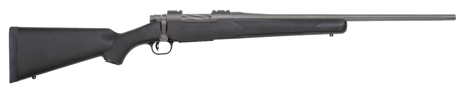 Mossberg 28068 Patriot Full Size 22-250 Rem 5+1 22" Stainless Cerakote Fluted Barrel, Drilled & Tapped Stainless Cerakote Receiver, Black Fixed Synthetic Stock, Right Hand