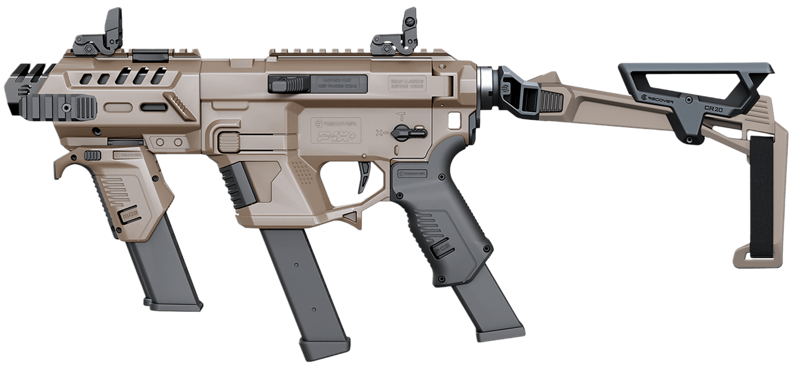 Recover Tactical PIXPMGFBR02 P-IX+MG PG9 SR20 Metal Front Guard Folding Brace Tan